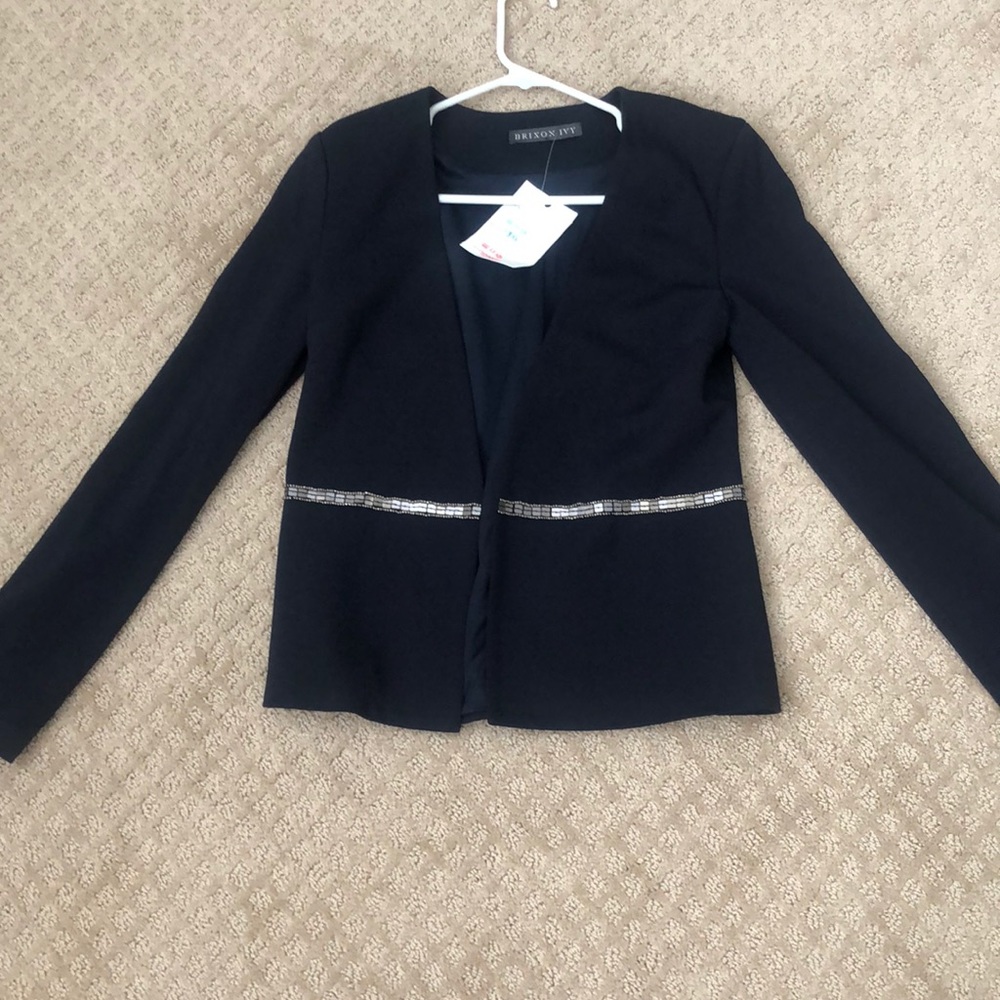 Navy Blue lined blaze with beaded embellishment